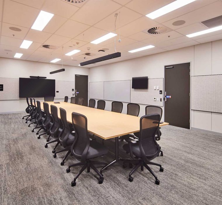 Contemporary boardroom fitout for federal agency in Parramatta Australia