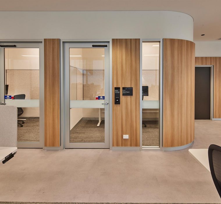 Acoustic office booths and collaborative seating fitout Parramatta Australia