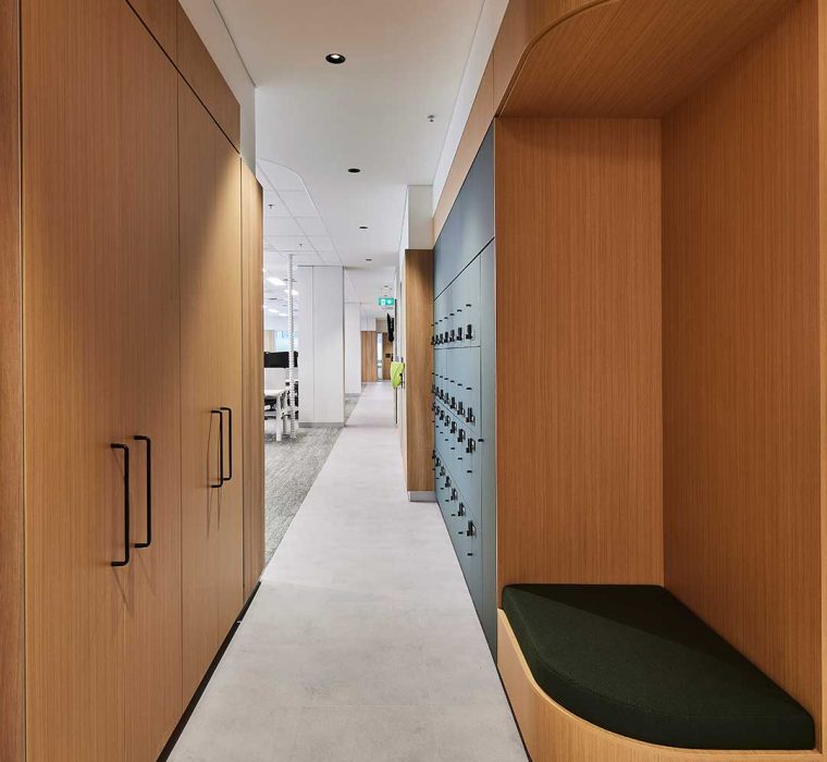 Federal government office corner seating fitout in Parramatta Australia