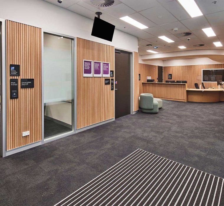 Custom reception desk and front-of-house fitout Parramatta Australia