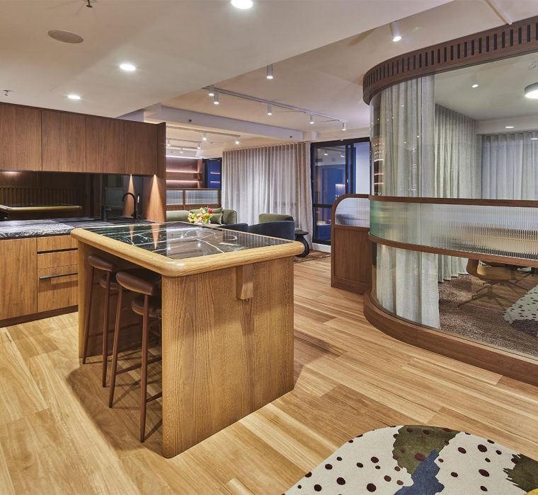 Kitchen breakout area space at W Property office, Sydney, NSW, Australia